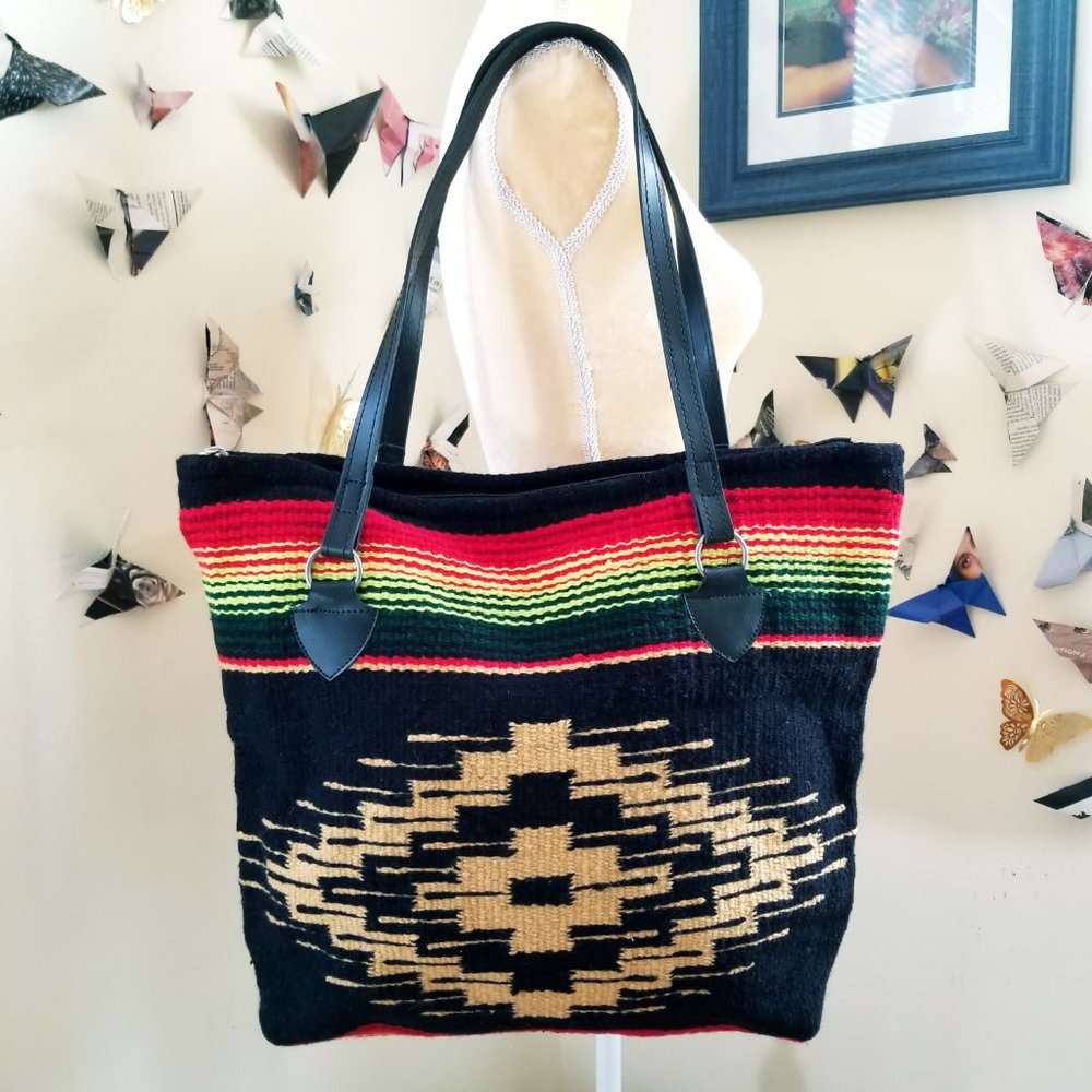 Old Saltillo Southwestern Saddle Blanket Tote Bag - Picture 2 of 7